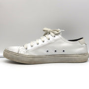 Saint Laurent Cap Toe Low Top Sneakers White Leather Size 40.5
