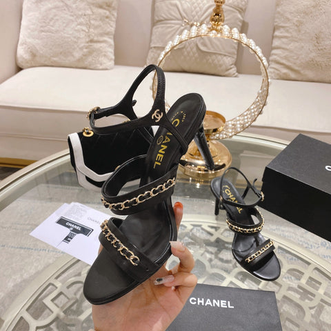 2023 catwalk style double C chain sandals -S40