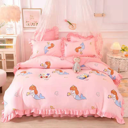 Fashion princess style Skin-friendly cotton four-piece Bed skirt lbcase