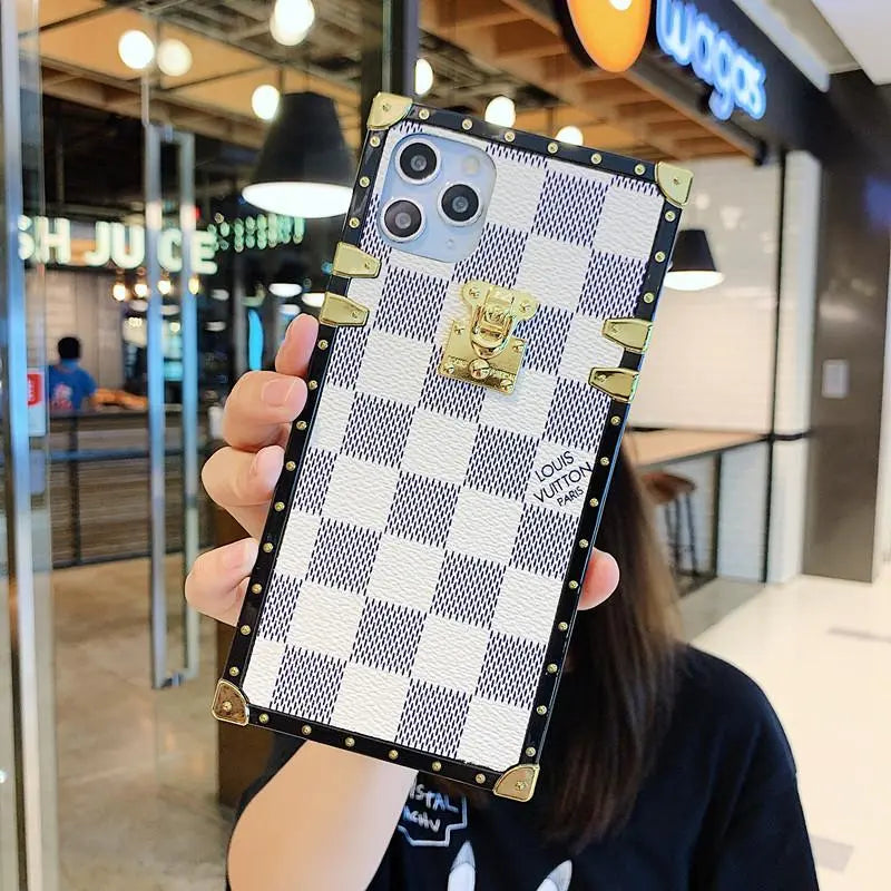 Checkered Slanted back lanyard phone case for iphone lbcase