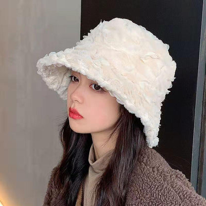 Plush all-match lamb velvet bucket hat lbcase