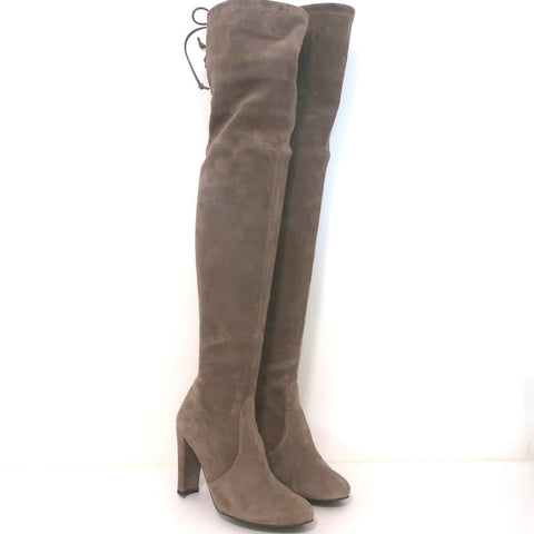 Stuart Weitzman Highland Over the Knee Boots Praline Suede Size 5.5