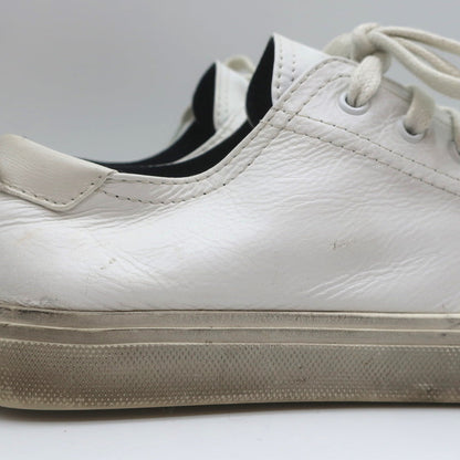 Saint Laurent Cap Toe Low Top Sneakers White Leather Size 40.5