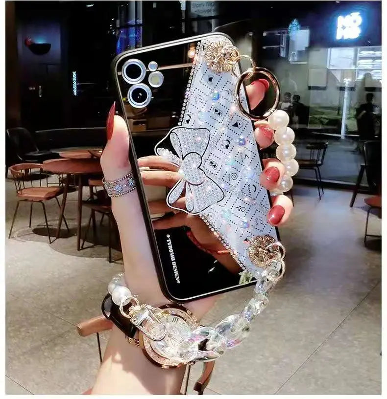 Bow rhinestones pearl phone case For iphone lbcase