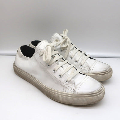 Saint Laurent Cap Toe Low Top Sneakers White Leather Size 40.5