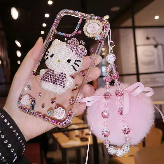 Luxury crystal cat bracelet phone case  for iphone lbcase