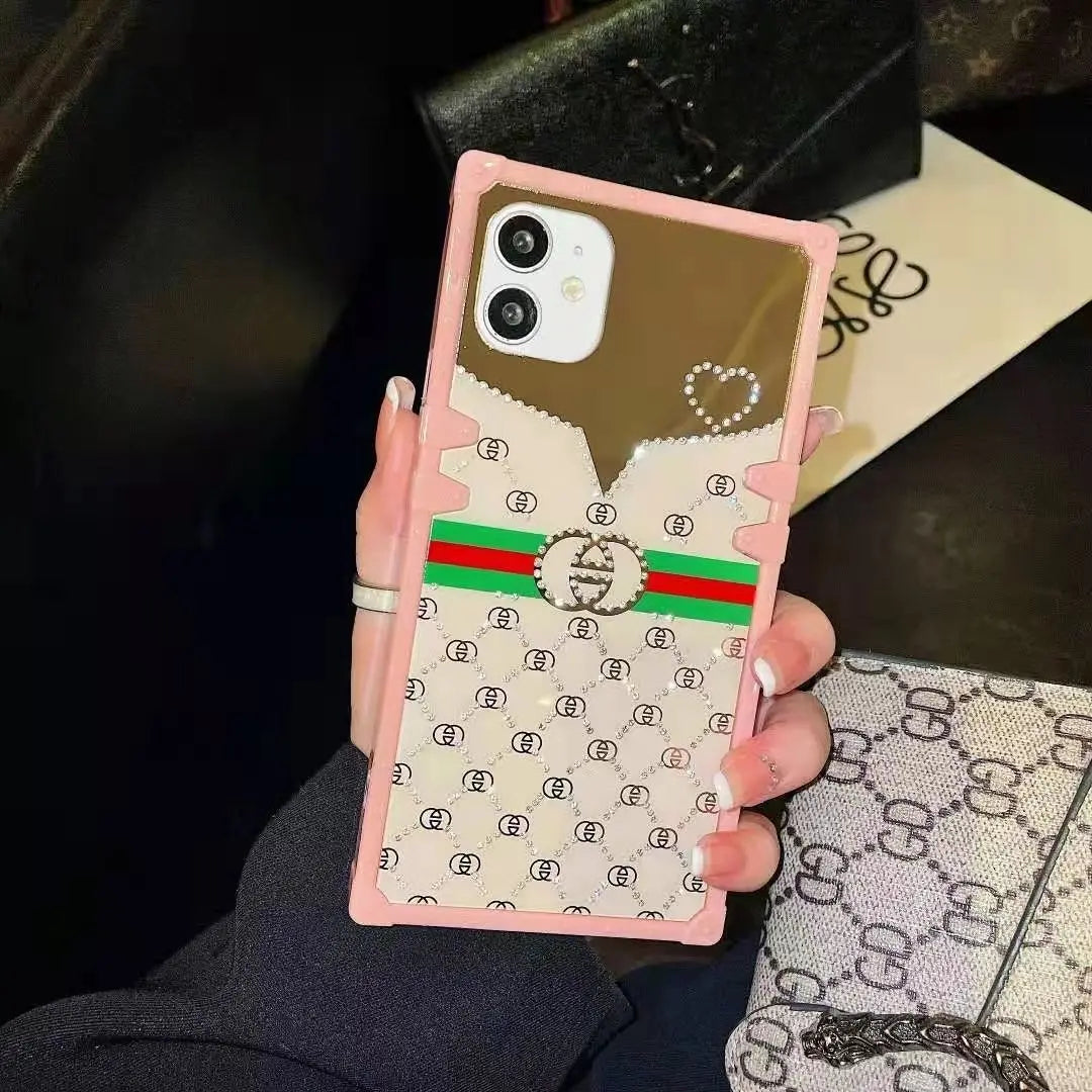 Pink diamond square phone case  for Samsung lbcase
