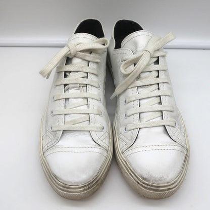 Saint Laurent Cap Toe Low Top Sneakers White Leather Size 40.5