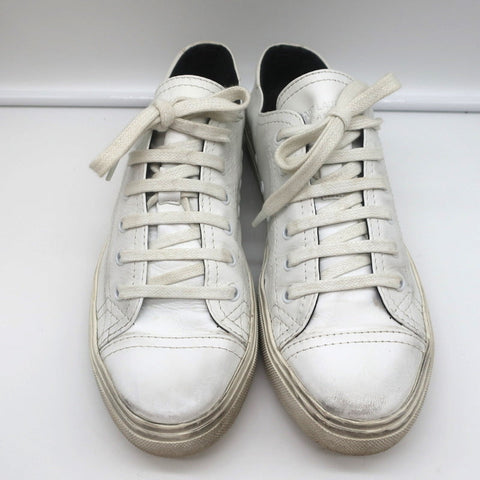 Saint Laurent Cap Toe Low Top Sneakers White Leather Size 40.5