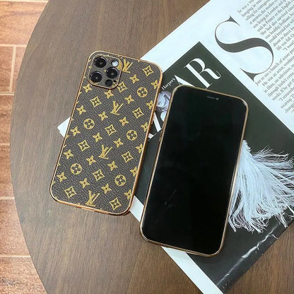 New luxury leather electroplating phone case For iphone lbcase