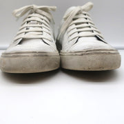 Saint Laurent Cap Toe Low Top Sneakers White Leather Size 40.5