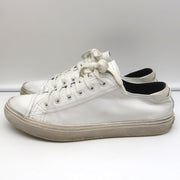 Saint Laurent Cap Toe Low Top Sneakers White Leather Size 40.5
