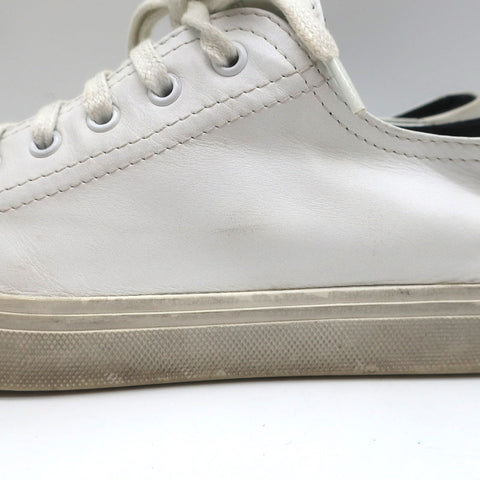 Saint Laurent Cap Toe Low Top Sneakers White Leather Size 40.5