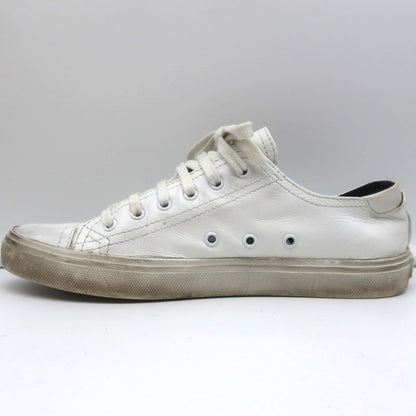 Saint Laurent Cap Toe Low Top Sneakers White Leather Size 40.5