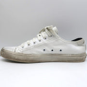 Saint Laurent Cap Toe Low Top Sneakers White Leather Size 40.5