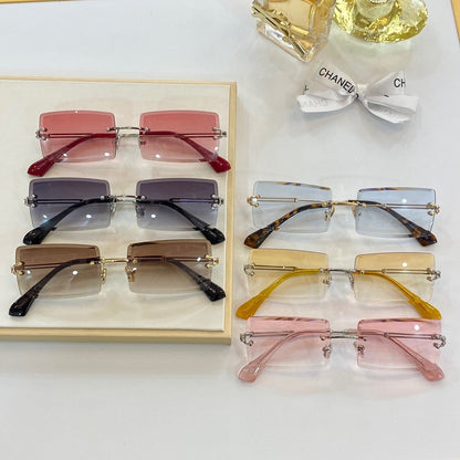 6 COLORS CONJOINED LENS RIMLESS SUNGLASSES lbcase