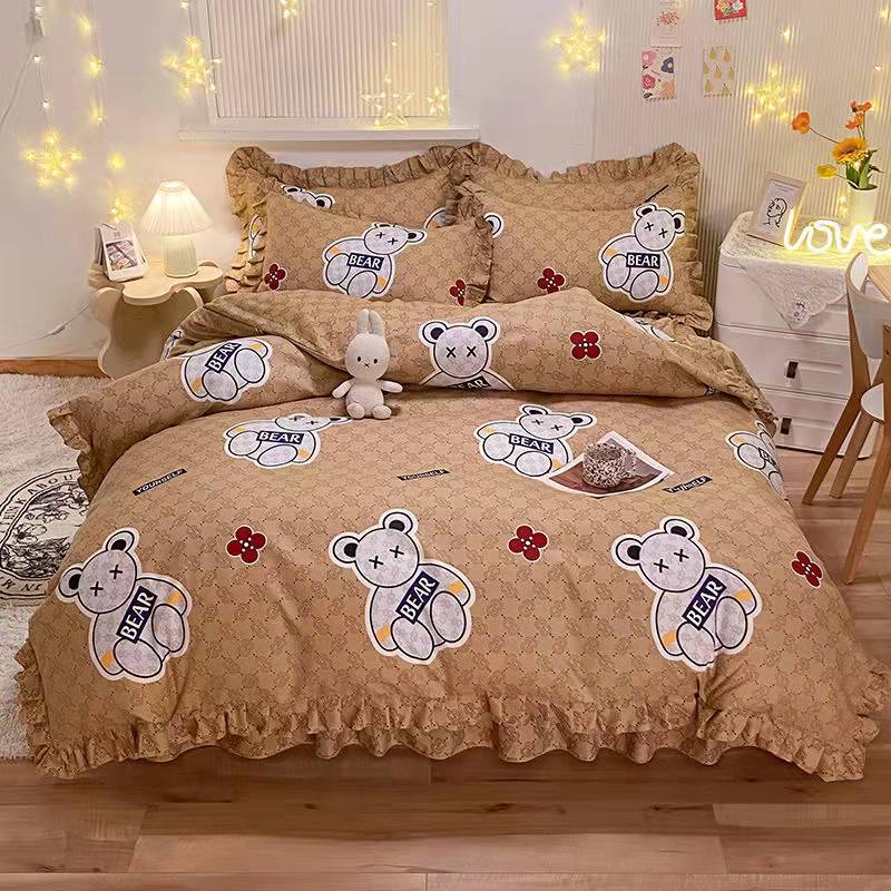 Fashion princess style Skin-friendly cotton four-piece Bed skirt lbcase