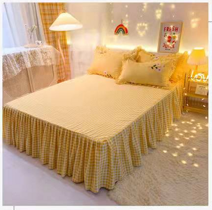 Fashion princess style Skin-friendly cotton four-piece Bed skirt lbcase