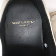 Saint Laurent Cap Toe Low Top Sneakers White Leather Size 40.5