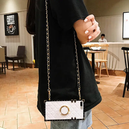 Oblique Chain Square Phone Case lbcase