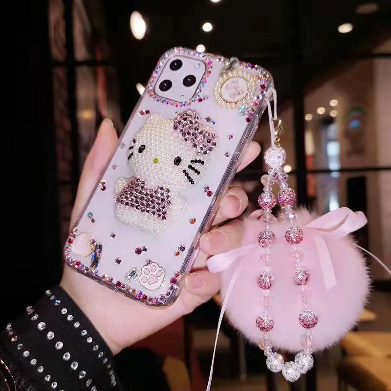 Luxury crystal cat bracelet phone case  for iphone lbcase