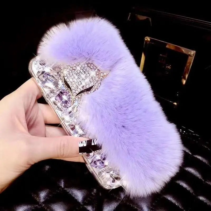 Rhinestone plush phone case For samsung lbcase