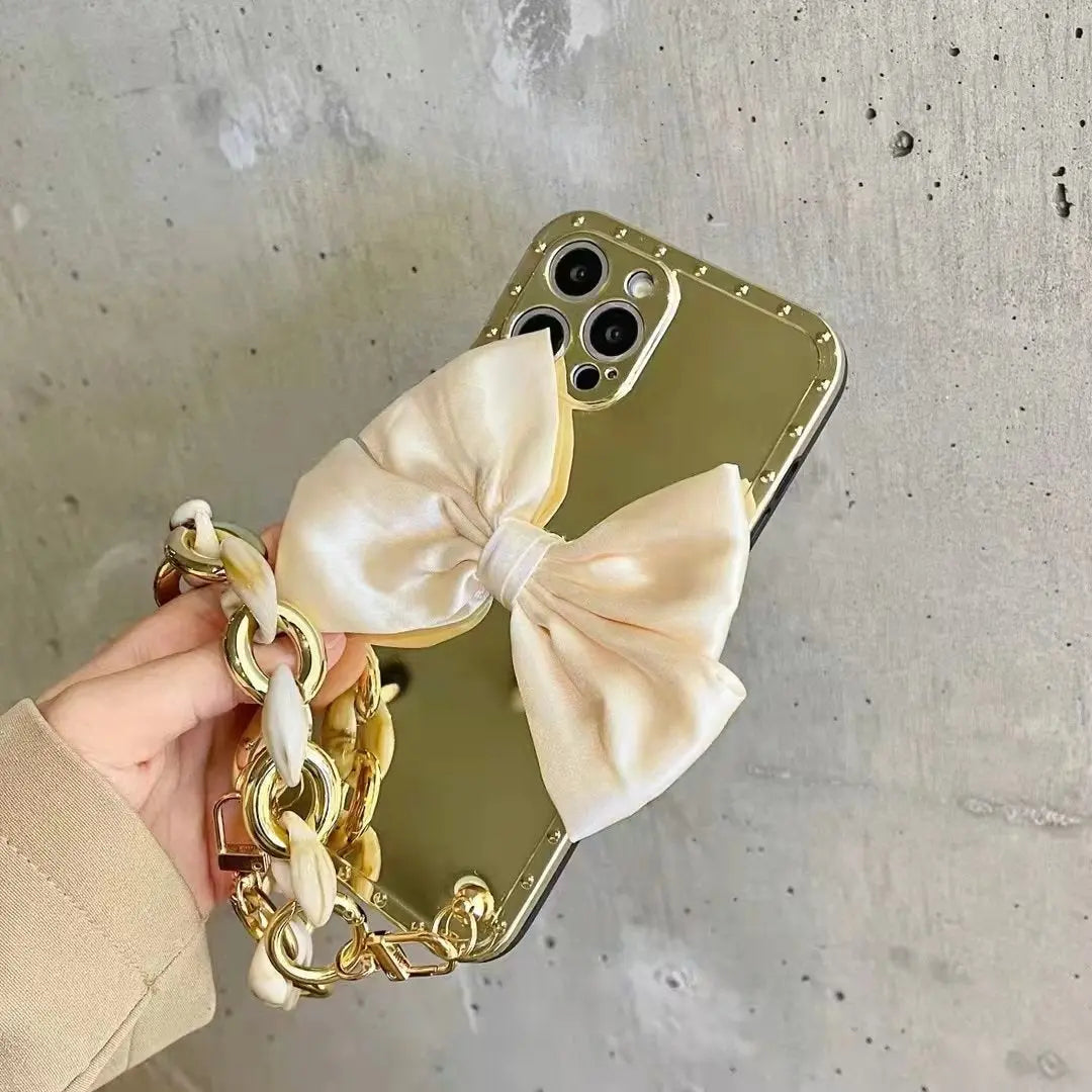 Luxury bow Carry chain phone case For iphone lbcase