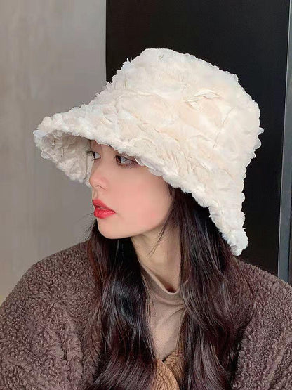 Plush all-match lamb velvet bucket hat lbcase