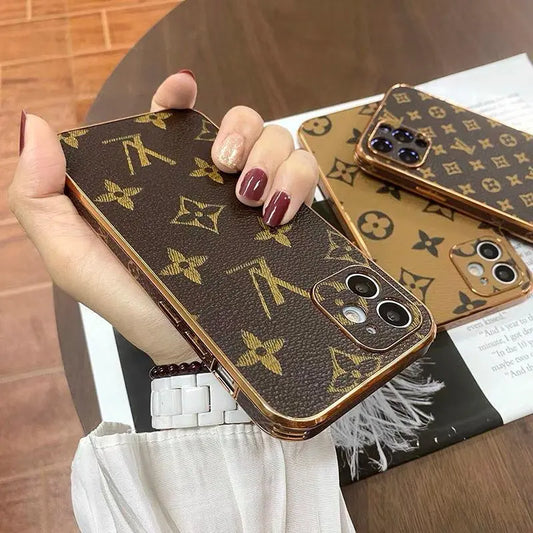 New luxury leather electroplating phone case For iphone lbcase