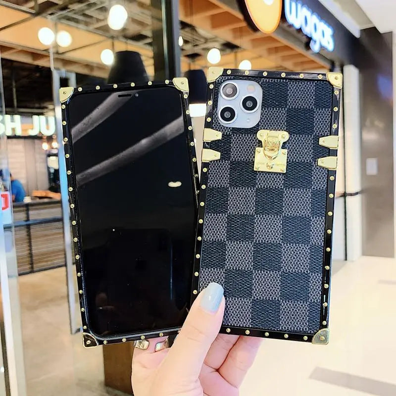 Checkered Slanted back lanyard phone case for iphone lbcase