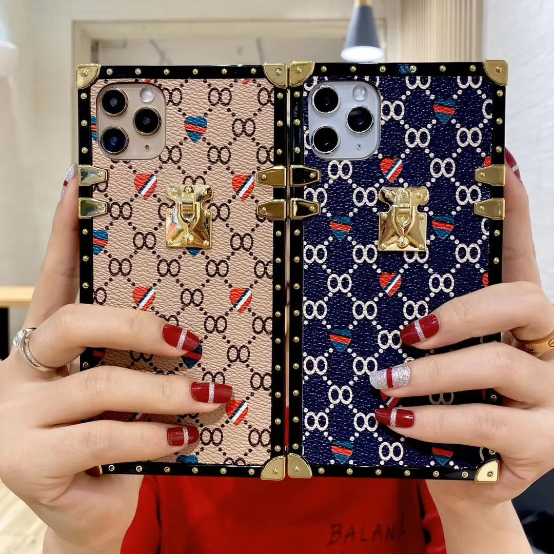 Luxurious leather square phone case for samsung lbcase