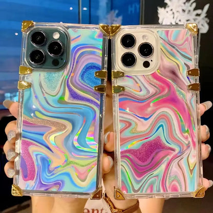 Color transparent square phone case for iphone lbcase