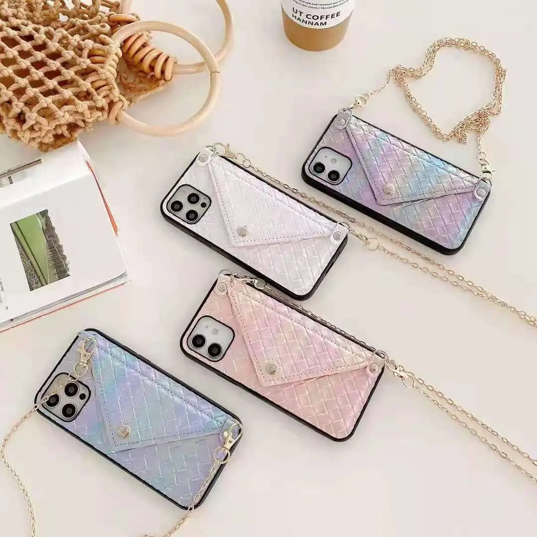 Multicolor card bag chain phone case  For iphone lbcase