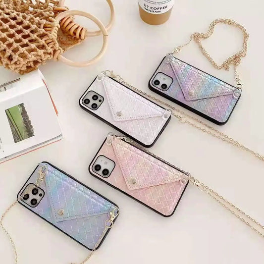 Multicolor card bag chain phone case  For iphone lbcase
