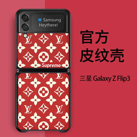 Samsung zflip3 folding screen 5g mobile phone case galaxyzflip leather hard shell lbcase