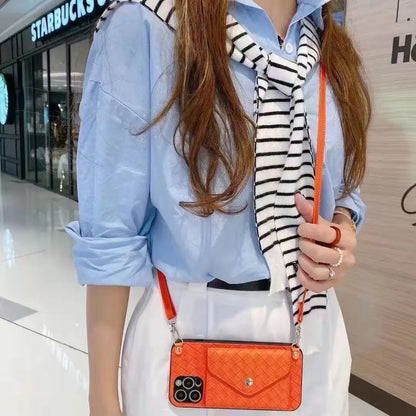 Braided leather fold Coin purse crossbody phone case for Samsung lbcase