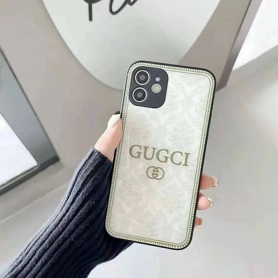 Fashion flower printing glass phone case lbcase