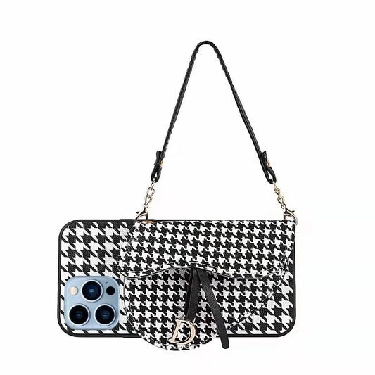 Houndstooth wallet portable phone case  For Samsung lbcase