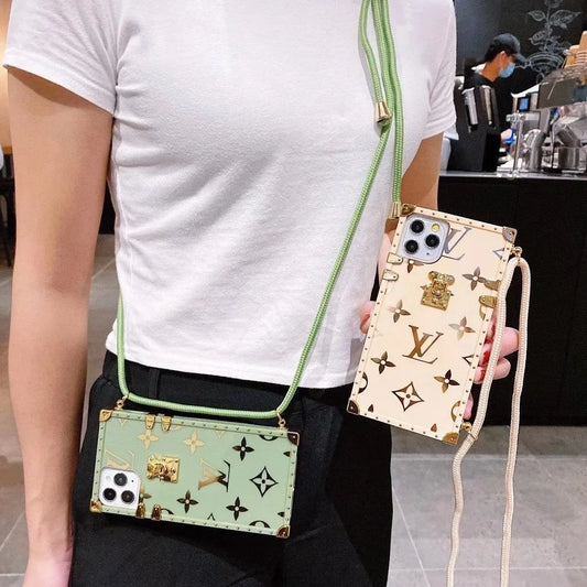 Electroplating square lanyard phone case lbcase