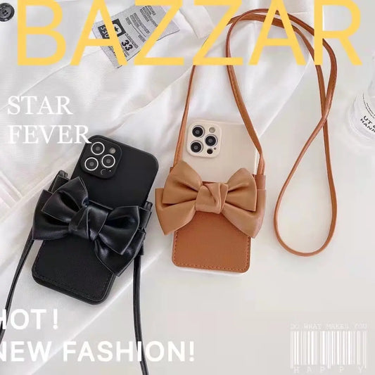 Bowknot card case Crossbody phone case For iphone lbcase