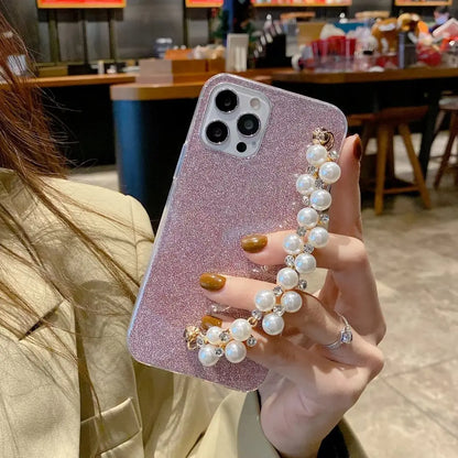 Glitter pearl bracelet phone case for samsung lbcase