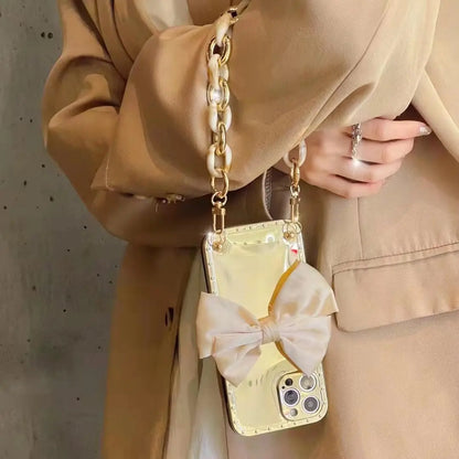 Luxury bow Carry chain phone case For iphone lbcase