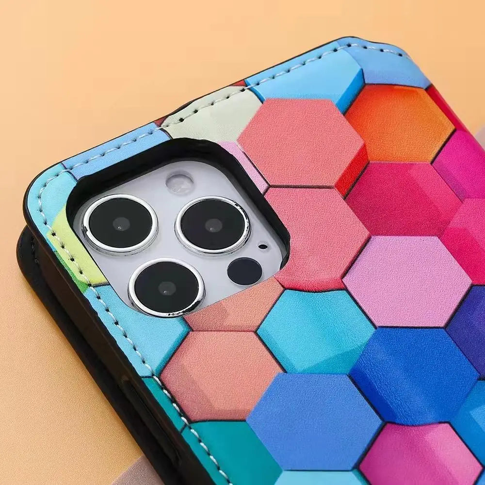 Fashion colorful cards leather phone case for Samsung lbcase