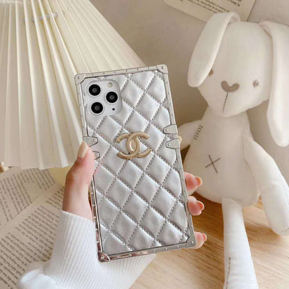 Square check leather phone case lbcase