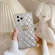 Square check leather phone case