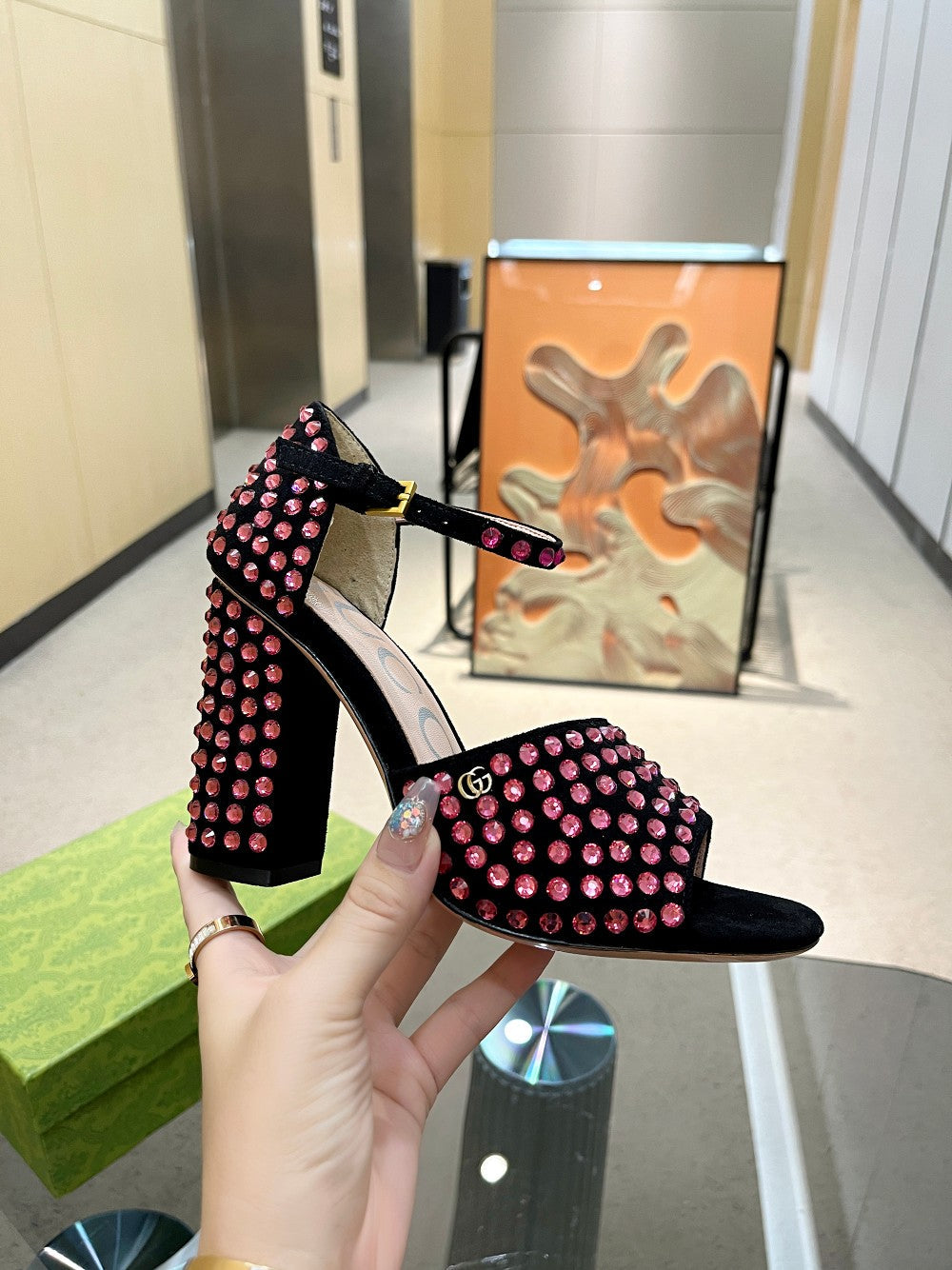 2023 GG Flash Diamond High Heel Sandals - S23