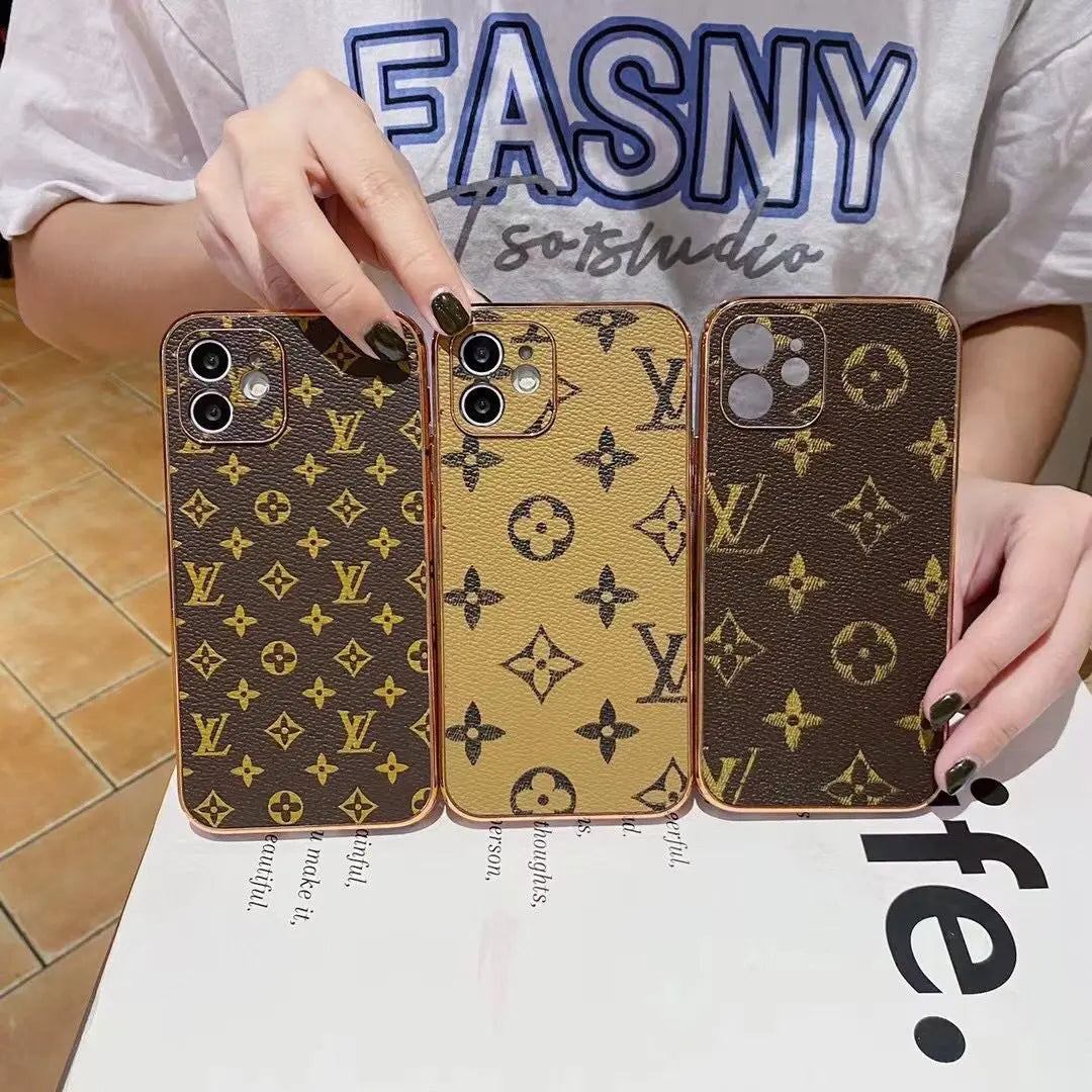 New luxury leather electroplating phone case For iphone lbcase