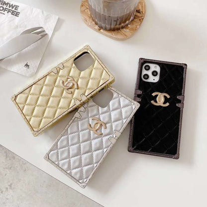 Square check leather phone case lbcase