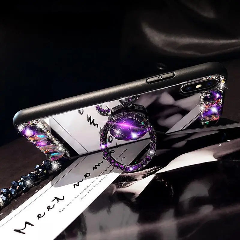 Purple Rhinestone Mirror phone Case lbcase