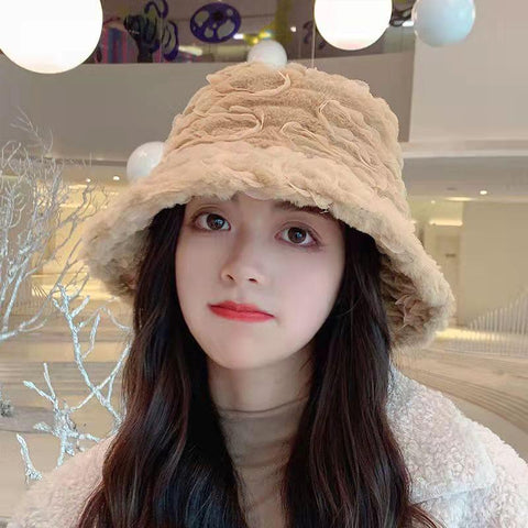Plush all-match lamb velvet bucket hat